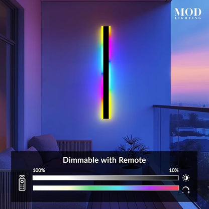 𝗠𝗢𝗗 𝗟𝗜𝗚𝗛𝗧𝗜𝗡𝗚 Haylen RGB | Waterproof Outdoor Wall Lights, Dimmable with Remote, 7 Colors and 358 Light Effects, Long Wall Sconce, Modern Linear Exterior Light Fixture, 1-Pack (RGB | 31")