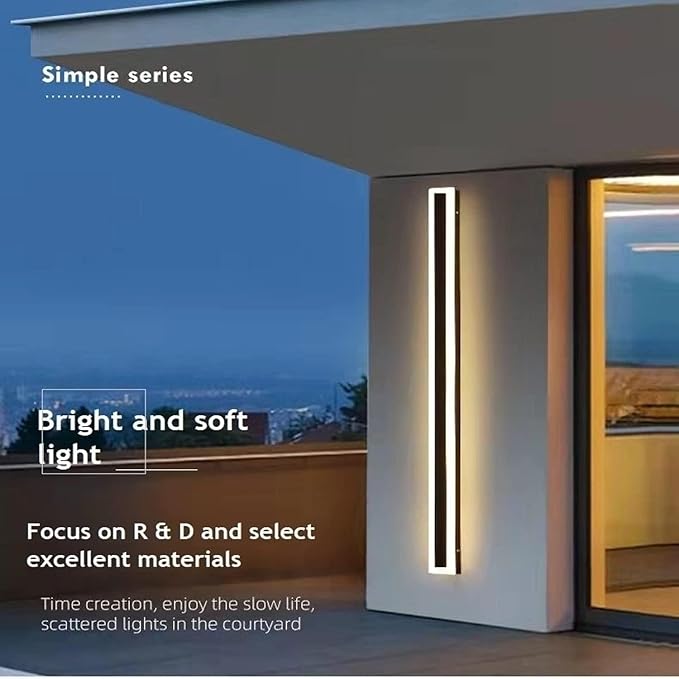 2Pack 47.2INCH Long Outdoor LED Wall Lights,38W Waterproof IP65 Warm White led Wall Light Rectangular Black Wall Light,led Porch Lights Outdoor Wall Elegant Frosted White Acrylic Anti Rust
