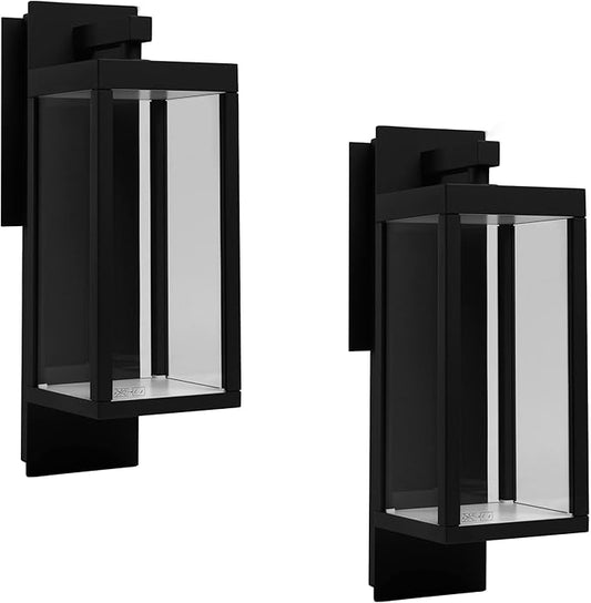 Dusk to Dawn Outdoor Wall Porch Light, 800Lm Modern Sconce 3000K, LED Matte Black Exterior Fixtures, Mounted Patio Lamps, Waterproof for Garage Walkway Backyard Garden
