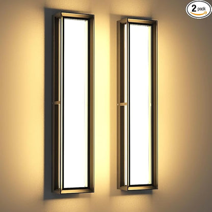 Sytmhoe Exterior Wall Light Fixture,2Packs 10%-100% Dimmable LED Modern Outdoor Patio Wall Light Fixture, 23.6in Black Exterior Sconce Wall Mounted Lights for Garage Living Room Courtyard House(3000K)