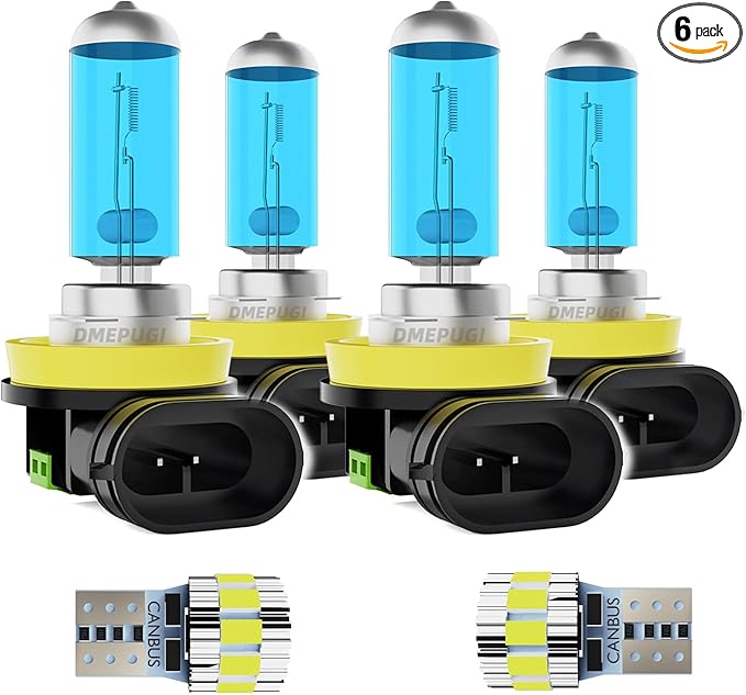 Headlight Bulbs compatible with 2007-2018 Altima Light Bulb Halogen, h8/h9/h11 High & Low Beam halogen Headlights &T10 License Plate Light,Plug and Play, Pack of 6