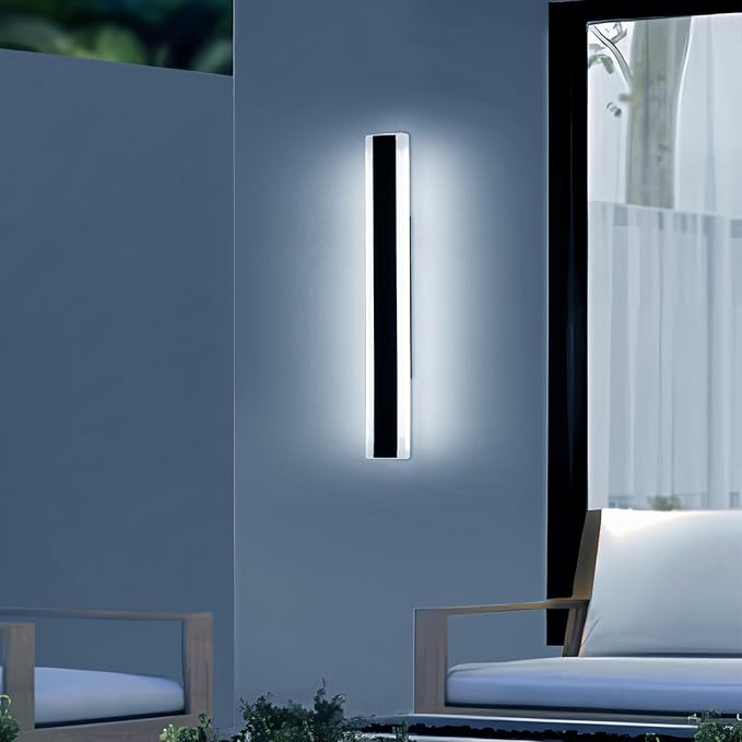 23.6inch Modern Outdoor Light Fixture, 3000K-6000K Dimmable Wall Sconce, IP65 Waterproof Linear Exterior LED Lights with Remote Control, Long Strip Garage Lighting Outside for Porch, Patio, Yard