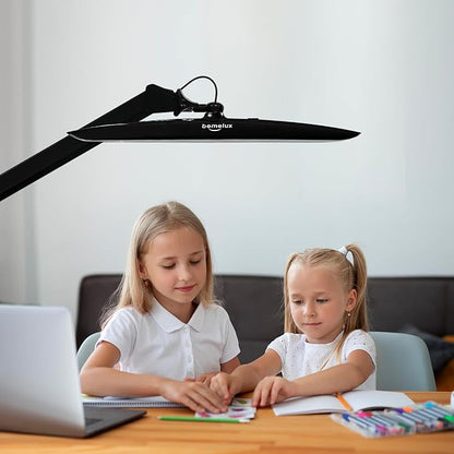 117PCS LED Clamp Desk Lamp, 20 Inch Metal Swivel Arm with Protective Casing, 2200 Lumens, Dimmable Task Lamp for Reading, Office Work, Sewing, Study, and Crafts(Black)