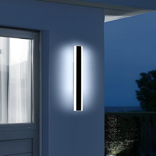 23.6inch Modern Outdoor Wall Light, Black Linear Long LED Wall Sconce, 6000K Cold White, 24W, IP65 Waterproof, Exterior Wall Light Fixture Garage Lighting for Porch, Patio, Yard, House, Garden