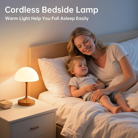 Mushroom Lamp Cordless Lamp Table Lamp,Outdoor Waterproof Shower Lamps,5000mAh Rechargeble Battery Operated Dimmable Touch Desk Lamps,LED Night Light for Bathroom Patio Camping Restaurant