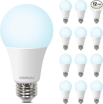 A19 LED Light Bulbs Daylight 5000K, 100 Watt Equivalent LED Bulbs, 1500 LM, 15000 Hours, E26 Standard Base, Non-Dimmable, 13W Bright White LED Bulb for Bedroom Living Room Home Office, 12 Pack