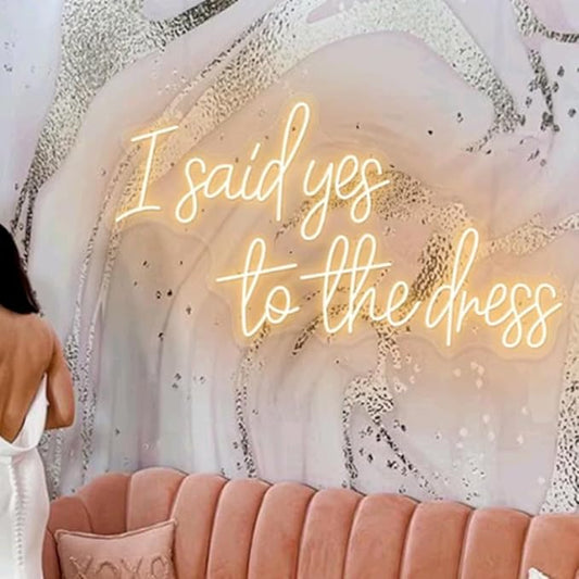 I Said Yes To The Dress Neon Sign, Custom Wedding Dress Shopping LED Neon Light, Bridal Shower Business Store Decor Bride To Be Decorations Size:20"x11"