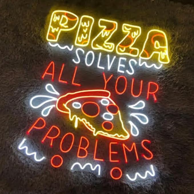 Large Pizza Neon Sign, 30" Pizza Neon Led Light Sign, Italy Food Room Wall Decor,Italian Food Led Sign