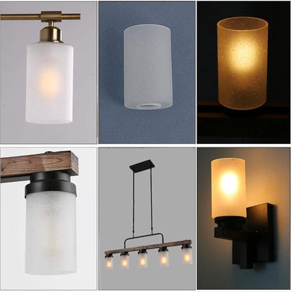 3 Pack Frosted Seeded Glass Shade Replacement, Cylinder Light Fixture Replacement Glass Globe or Glass Cover with 1-5/8-Inch Fitter for Chandelier Wall Sconce Pendant Light, G0104