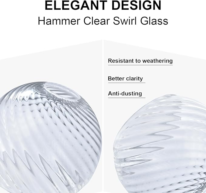 3 Pcs Clear Ripple Fitter Opening Lighting Fixture Globe Replacements, E26 Base 1-5/8 Inch Fitter, Globe Cover for Ceiling Wall Fixtures Lamp Posts or Streetlights