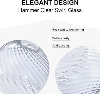 3 Pcs Clear Ripple Fitter Opening Lighting Fixture Globe Replacements, E26 Base 1-5/8 Inch Fitter, Globe Cover for Ceiling Wall Fixtures Lamp Posts or Streetlights
