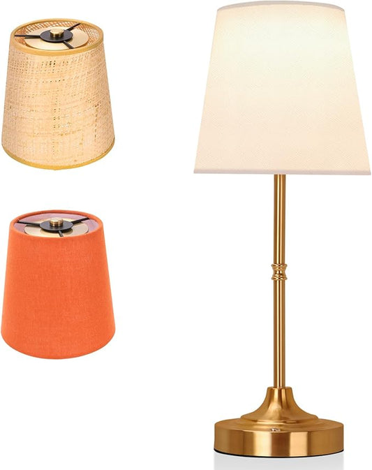 Portable Cordless Table Lamp 5200mAh Rechargeable Battery Powered Lighting, Three Color Dimmable Light, Fabric Shade Desk Lamp for Dining Room, Bedroom, Bedside, Bar, Night Light, Balcony