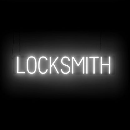 SpellBrite LOCKSMITH Sign | Neon Locksmith Sign Look, White LED Light Source | 33.7" x 6.3"