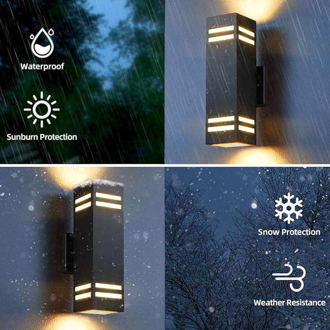 SHIMR Modern RGB Wall Lights Exterior Lights for House, Color Changing Outdoor Sconce Lights with Remote Control, Black Outdoor Light Fixture for House Porch Garage Compatible with Alexa [ETL Listed]