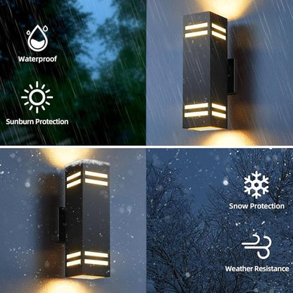 SHIMR Smart Outdoor Lights Color Changing 2 Pack, RGB+2700K-6500K Outdoor Wall Sconce Square Aluminum Exterior Lighting Fixtures Waterproof, APP Control Up and Down Lights [ETL Listed]