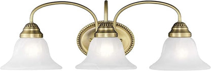 Livex Lighting 1533-01 Edgemont 3 Light Vanity Antique Brass with White Alabaster Glass