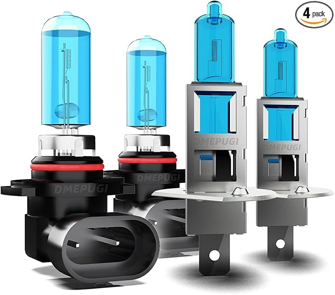 Compatible With Altima 2002-2006 halogen Headlight Bulbs Front Bulb Bright Light halogens Combo, 9005 High Beam + H1 Low Beam,Super Bright 6000K White, 4 Pack