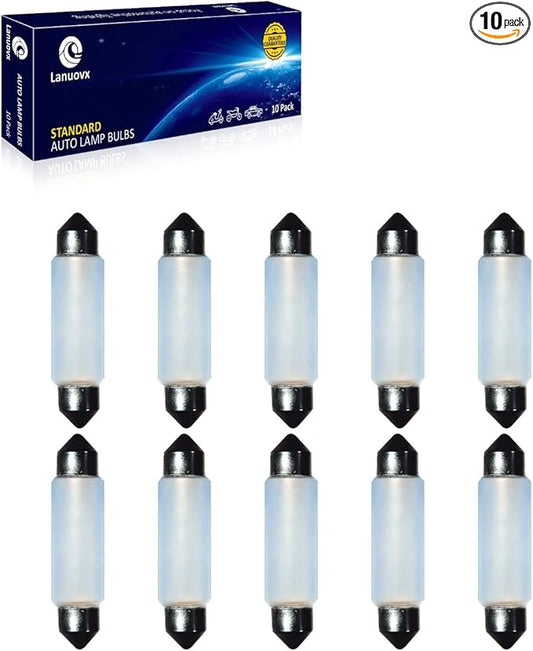 10 Pack Frosted Festoon Bulb Sv8.5-8 T3.25 10X44mm, 24V 5W Under Cabinet Light Bulb Xenon Festoon Light Bulb Dome Light Car Trunk Cargo Light Interior Door Light