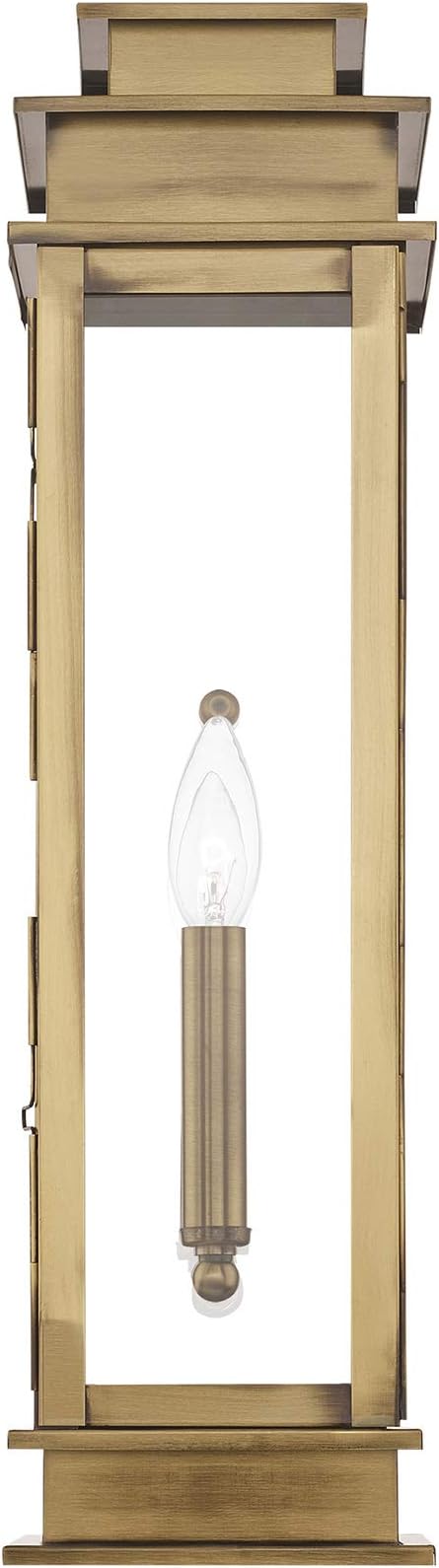 Livex 20207-01 Transitional One Light Outdoor Wall Lantern from Princeton Collection Finish, Antique Brass