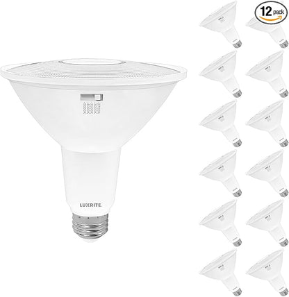 LUXRITE PAR38 LED Flood Light Bulb, 90W Equivalent, 5 Color Selectable 2700K-5000K, 1200 Lumens, 13W, Dimmable LED Spotlight Bulb, Damp Rated, ETL Listed, E26 Base - Indoor Outdoor (12 Pack)