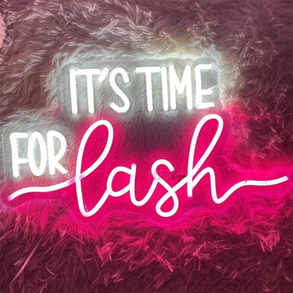 It's Time for Lash Beauty LED Neon Sign Lights Lash Room Decoration Wall Art Neon Light Beauty Salon Decor Business Signboard USB Size:40x22.5CM