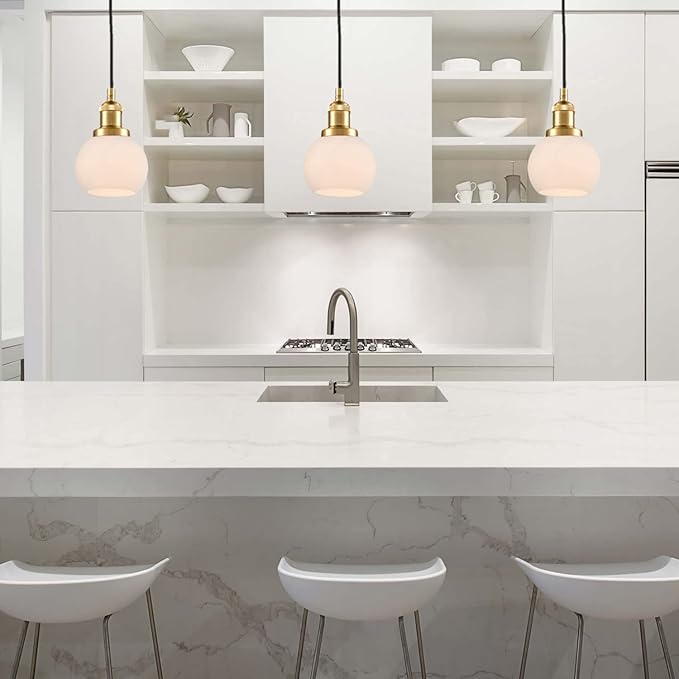 Opal White Frosted Glass Globe Lamp Shades Replacement Lampshade Cover with 1-5/8-inch for Wall Sconce Pendant Lighting G0092