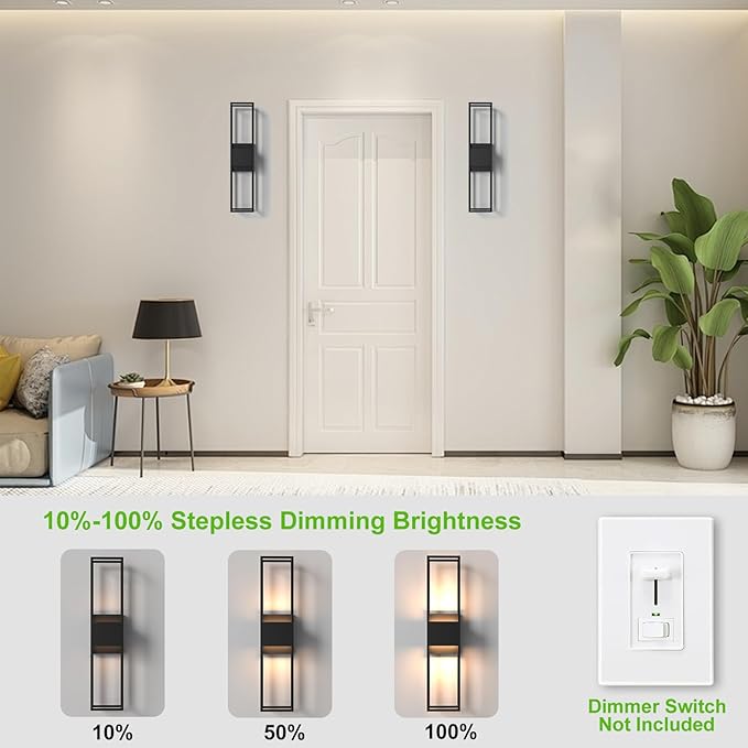 Modern Outdoor Wall Lights, 27.56IN Large Wall Sconce - 3000K Warm White LED Exterior Lighting Fixture, Waterproof Outdoor Lantern Lights for Porch, Wall Lights for Living Room