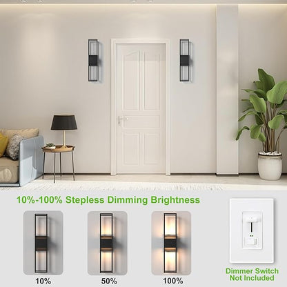 Modern Outdoor Wall Lights, 27.56IN Large Wall Sconce - 3000K Warm White LED Exterior Lighting Fixture, Waterproof Outdoor Lantern Lights for Porch, Wall Lights for Living Room