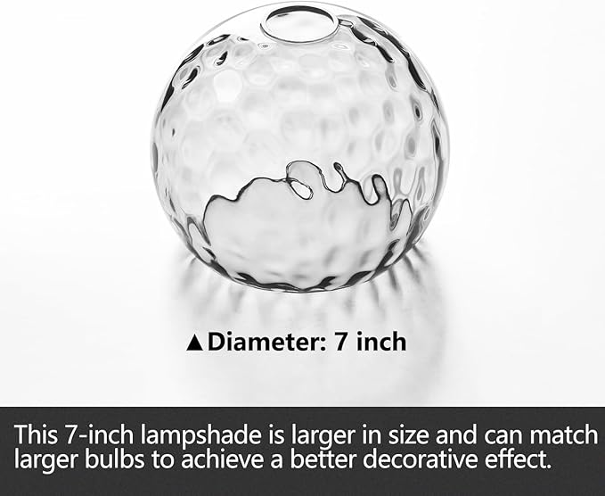 ANYLOVE Seeded Glass Globe Shade，Fixture Replacement Shade,7" Diameter, Replacement with 1.65 Inch Fitter for Wall Lamps Chandeliers or Ceiling Light,2Pack