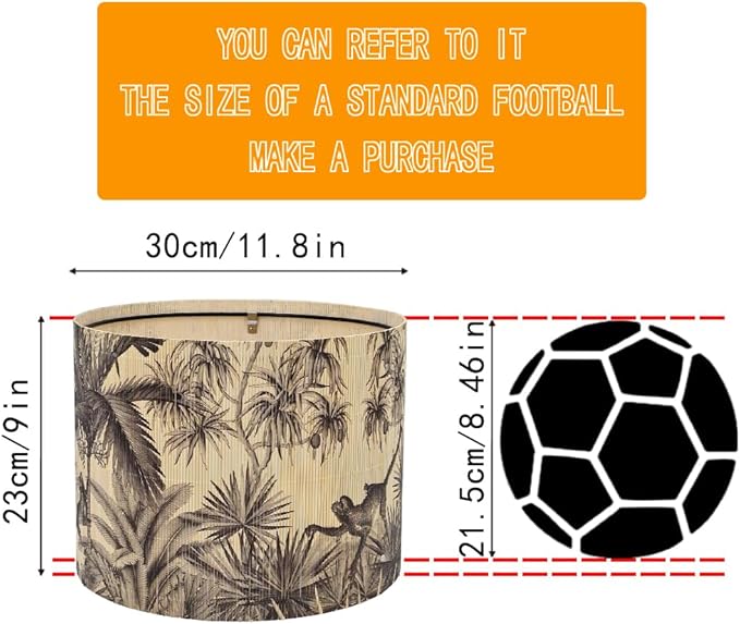 Bamboo Lampshade With Tropical Plants green floral Design, Suitable For Floor Lamps And Desk Lamps, Art deco, Rustic And Elegant, Groovy Unique(11.8 * 9Inch) (Coconut Tree)