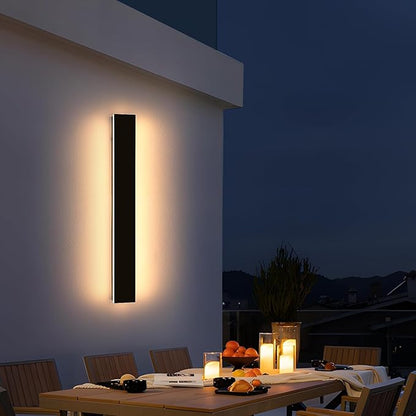 Outdoor Wall Sconces, 31.4 inch LED Modern Wall Lights Fixture, 3000K Warm White, IP65 Waterproof, Black Linear Long Strip Wall Lamp Lighting for Patio Garage Front Door