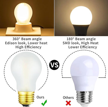 Frosted E26 LED Edison Bulb 8W Equivalent 75 Watt A15 Light Bulb Warm White 2700K Dimmable E26 Led Bulb for Ceiling Fan,Wall sconces,Refrigerator,Desk lamp 800lm AC120V, 6 Pack