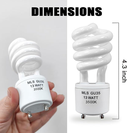 amgolibi MLS13W GU35 Fluorescent Light Bulbs Compatible with Panasonic VQL5 Exhaust Fans, 3500K Natural White, 3 Pack