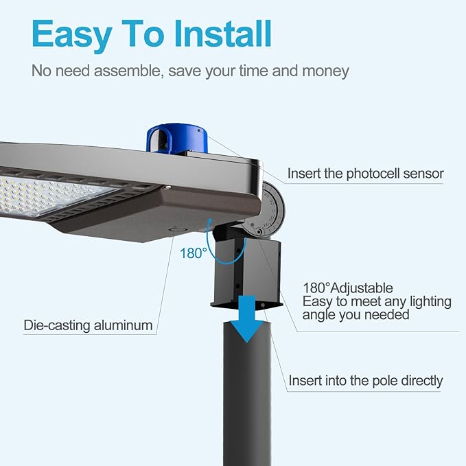 480W (486x1W) LED Parking Lot Lighting 72000LM (150Lm/W) LED Pole Lights Outdoor with Smart Photocell 5000K 6KV SPD LED Parking Lot Lights Outdoor Pole Mount for Parking lot/Yard-2Pack 7Yrs Warranty