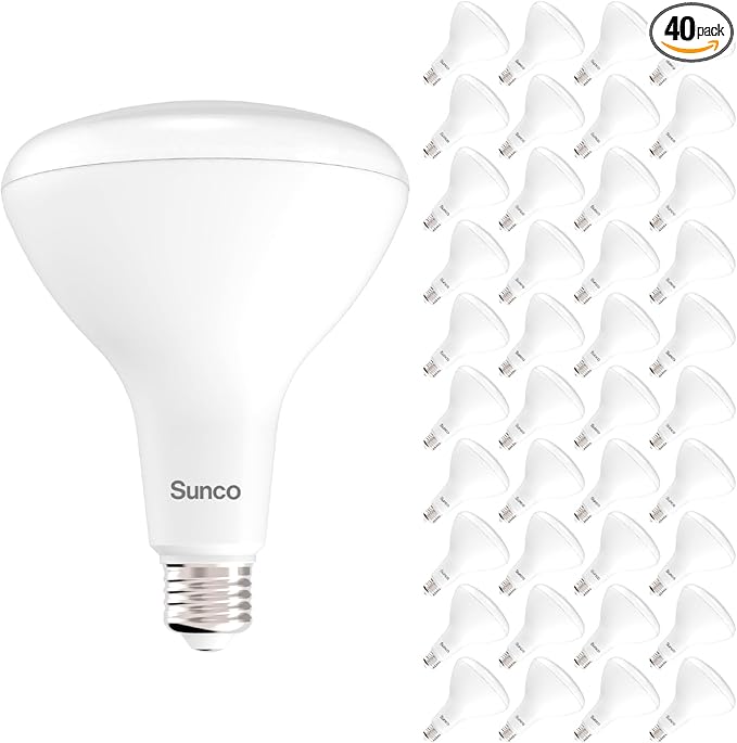 Sunco 40 Pack BR40 LED Light Bulbs, Indoor Flood Lights, Recessed Can Light Bulb, 1400 LM, 17W (100W Equivalent), 2700K Soft White, Dimmable, E26 Base, for Home, Bedroom, Kitchen UL.