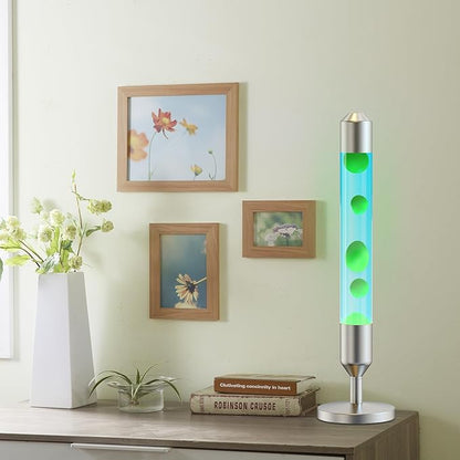 24.4-Inch Relaxing Liquid Motion Lamps,Magma Lamps, Home Decor Living Room Office Bedroom Lamp ((Green Wax, Blue Water/Silver))