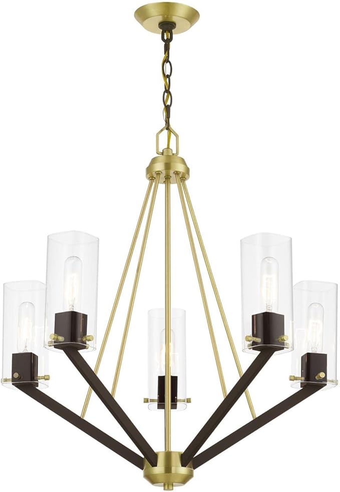 Livex Lighting 5 Light Satin Brass & Bronze Chandelier
