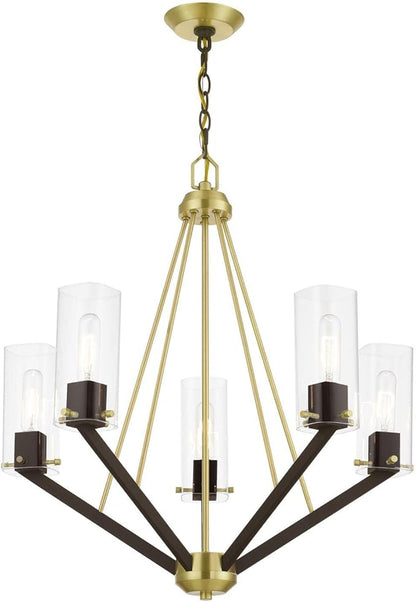 Livex Lighting 5 Light Satin Brass & Bronze Chandelier