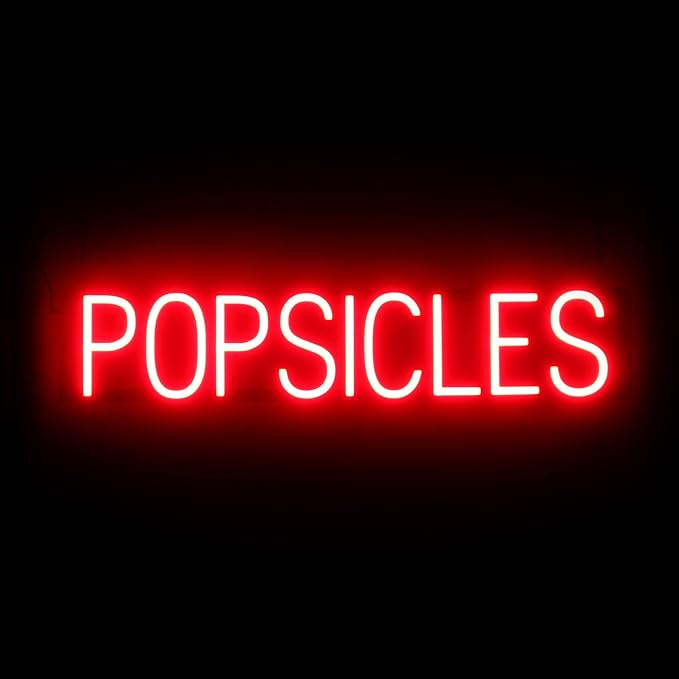 SpellBrite POPSICLES Sign | Treat-Related Sign with Neon Look, Red LED Light Source | 31.6" x 6.3"