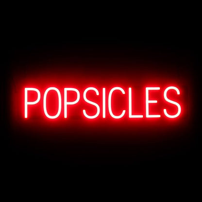 SpellBrite POPSICLES Sign | Treat-Related Sign with Neon Look, Red LED Light Source | 31.6" x 6.3"