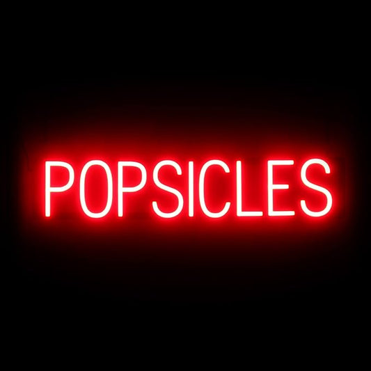 SpellBrite POPSICLES Sign | Treat-Related Sign with Neon Look, Red LED Light Source | 31.6" x 6.3"