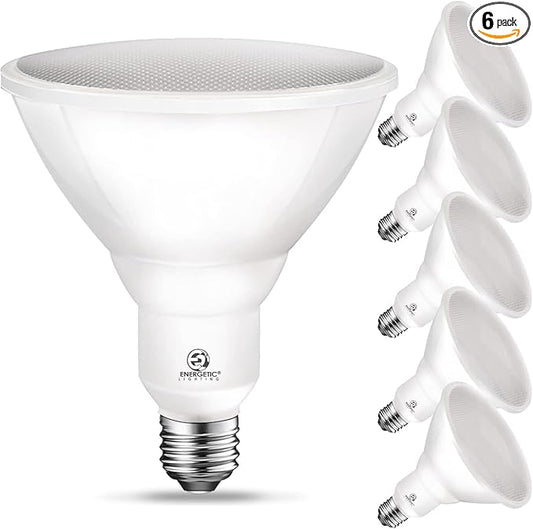 Energetic PAR38 Outdoor LED Flood Light Bulb, 5000K Daylight, 90 Watt Equivalent, Wet Rated, 900LM, E26 Base, Non-Dimmable, 6 Pack