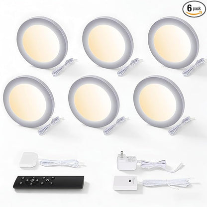 V4light Smart Plug-in Light Pucks, Under Counter Lighting for Kitchen & Display Shelves, Works with Alexa & Google Assistant, App, Voice,Remote & Hand Control, Dimmable & Adjustable Warm to Cool Light