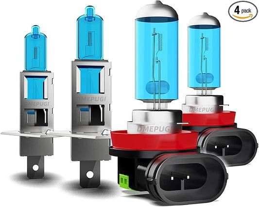 Compatible With Mazda 6 2005-2008, H1 High Beam + H11 Low Beam Halogen Light Bulb Combo,Bright Halogen Replacement Headlight Bulbs,Plug N Play, Pack of 4