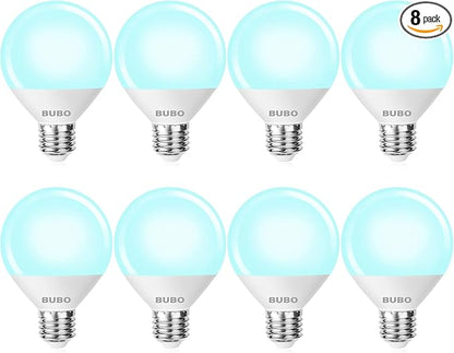 BUBO Vanity Light Bulbs 60 Watt Equivalent, Bathroom Light Bulbs Daylight White 5000K, G25 Globe Round Bulb 800 Lumens, E26 Medium Base, 7W, Non-Dimmable, 8 Pack