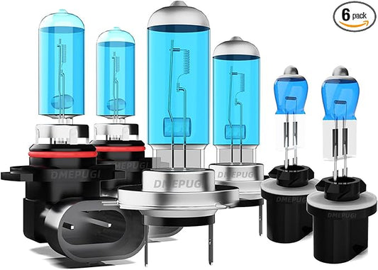 Compatible with Elantra GT 2018 Halogen Headlight Bulbs 9005/HB3/H10 + h7 High/Low Beam + 880 Halogen Fog Lights, Super Bright 6000K White,Pack of 6