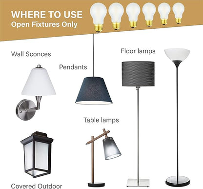 Frosted E26 Led Bulb 6W Equal 60 watt A15 LED Edison Bulb Dimmable Soft White 3000K LED Bulb for Ceiling Fan Light Bulbs,Chandeliers,Wall sconces and Refrigerator Light Bulb 600LM AC120V 6Pack