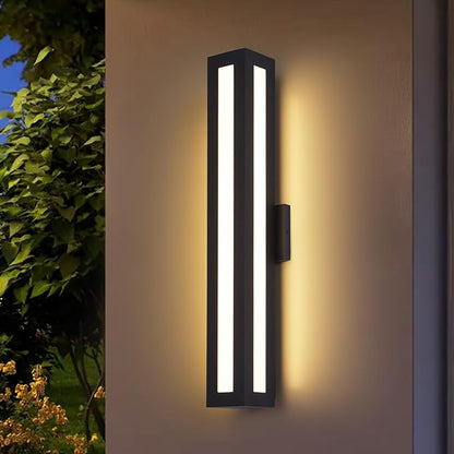 LamQee 30 Inch Modern Outdoor Wall Light Exterior Lighting Fixtures, Integrated LED Contemporary Outdoor Wall Sconce Wall Lighting, Black Outside Lights for House Porch Patio Front Door Garage Indoor
