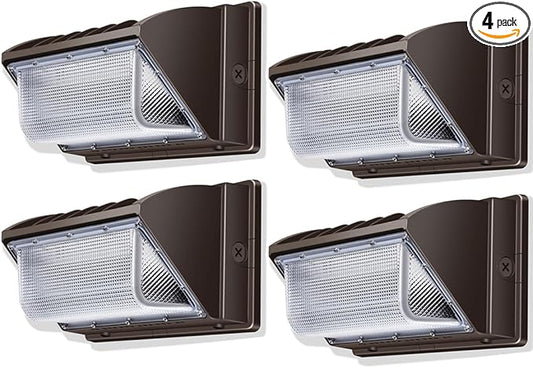 ledmo Wall Pack Light 150w Waterproof 5000K 21000lm 100-277V Equivalent Energy Save Ultra Bright Commercial Outdoor LED Wall Lights Exterior Security Flood Lighting 4 Pack for Yard,Garage,Building