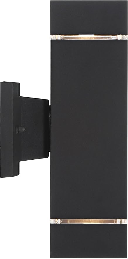 Possini Euro Design Skyridge 11 3/4" High Modern Outdoor Wall Light Fixture Mount Porch House Exterior Outside Set of 2 Up Down LED Bulb Weatherproof Black Aluminum Front Door Patio Garage Home